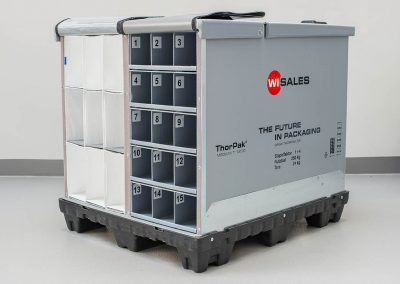 Faltbare Großladungsträger/Stahlgestelle zum Transport von empfindlichen Bauteilen. ThorPak® Systeme/Stahlgestelle in der Kombination mit Taschensystemen, Schaumeinlagen, Gefache, Textiltaschen, Tiefgezogene Zwischenlagen und Zahnleisten.